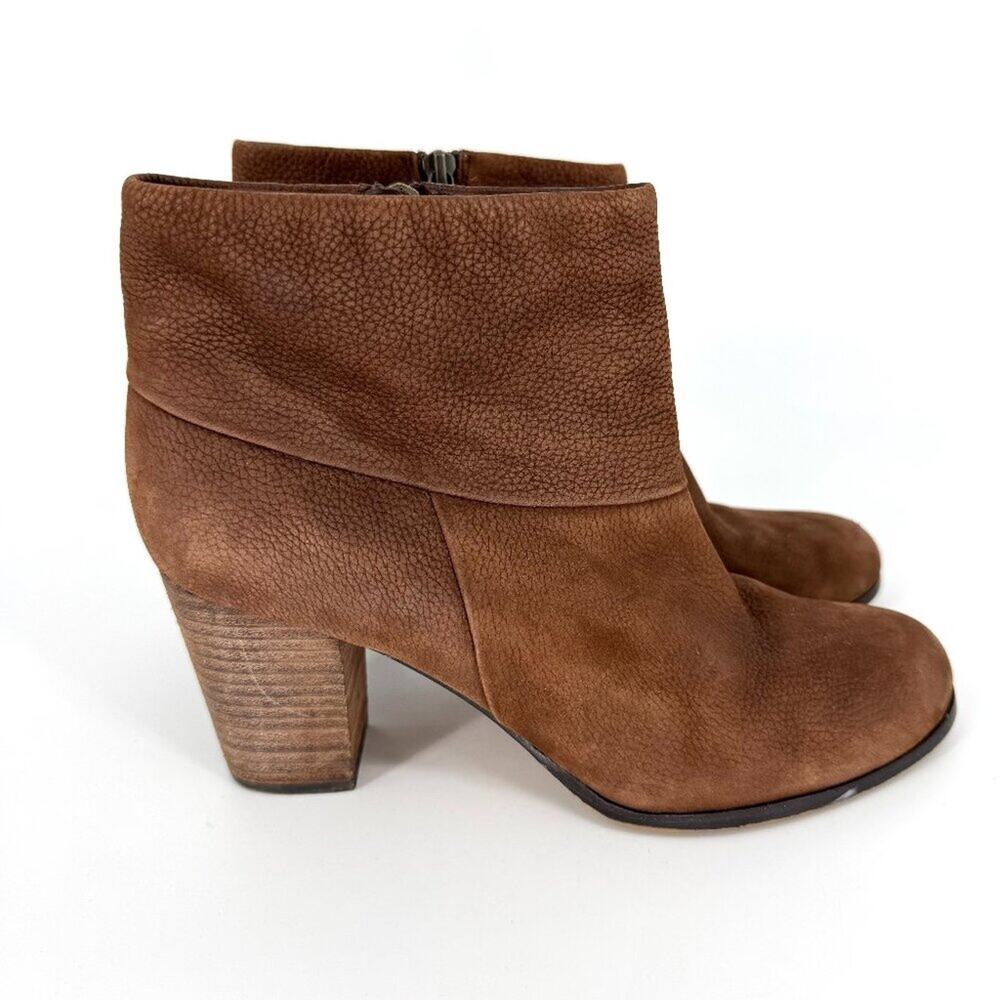 Cole Haan Nike‎ Air Cassidy Ankle Booties Worn Leather Stacked Heel Brown 9.5